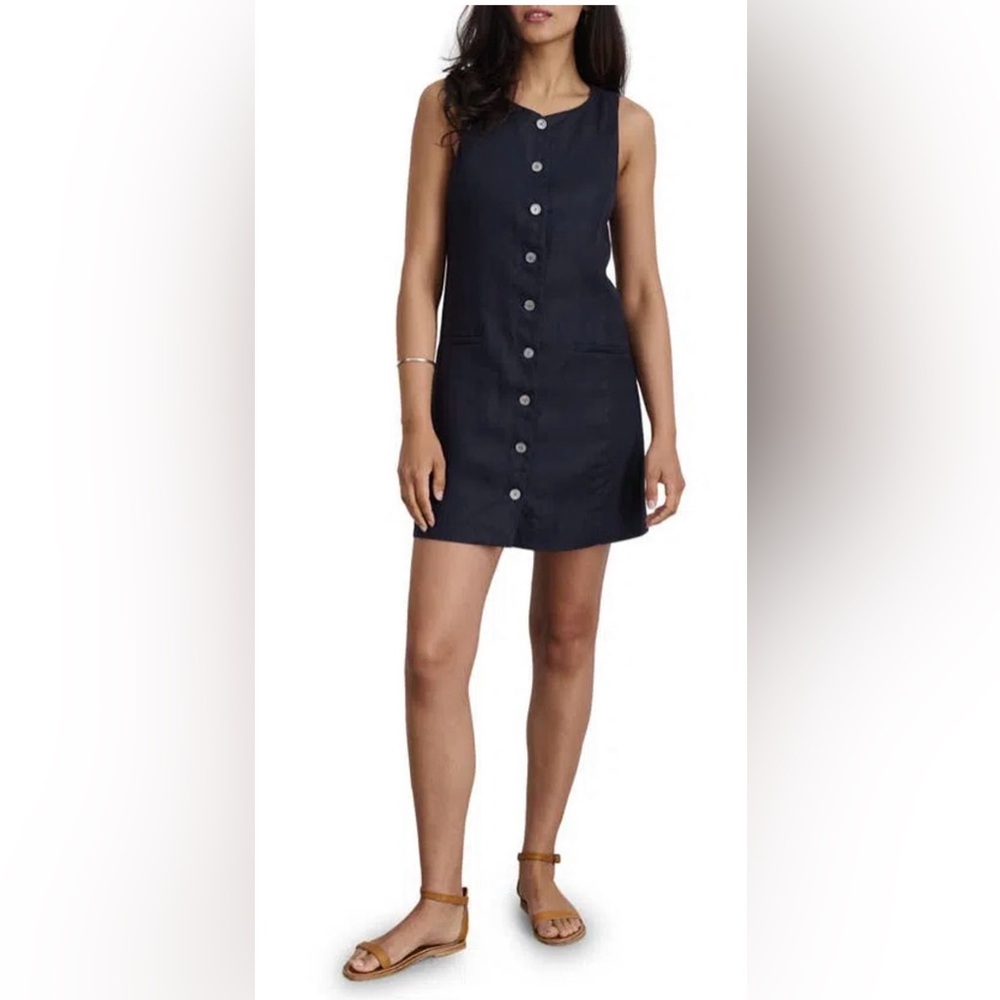 Alex Mill Anna Vest Dress In Linen In Dark Navy